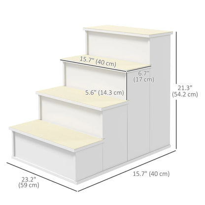 Pet Stairs for Bed, Cat Ladder for Couch, Non-Slip Carpet, 15.7" x 23.2" x 21.3", White Dog Stairs at Gallery Canada