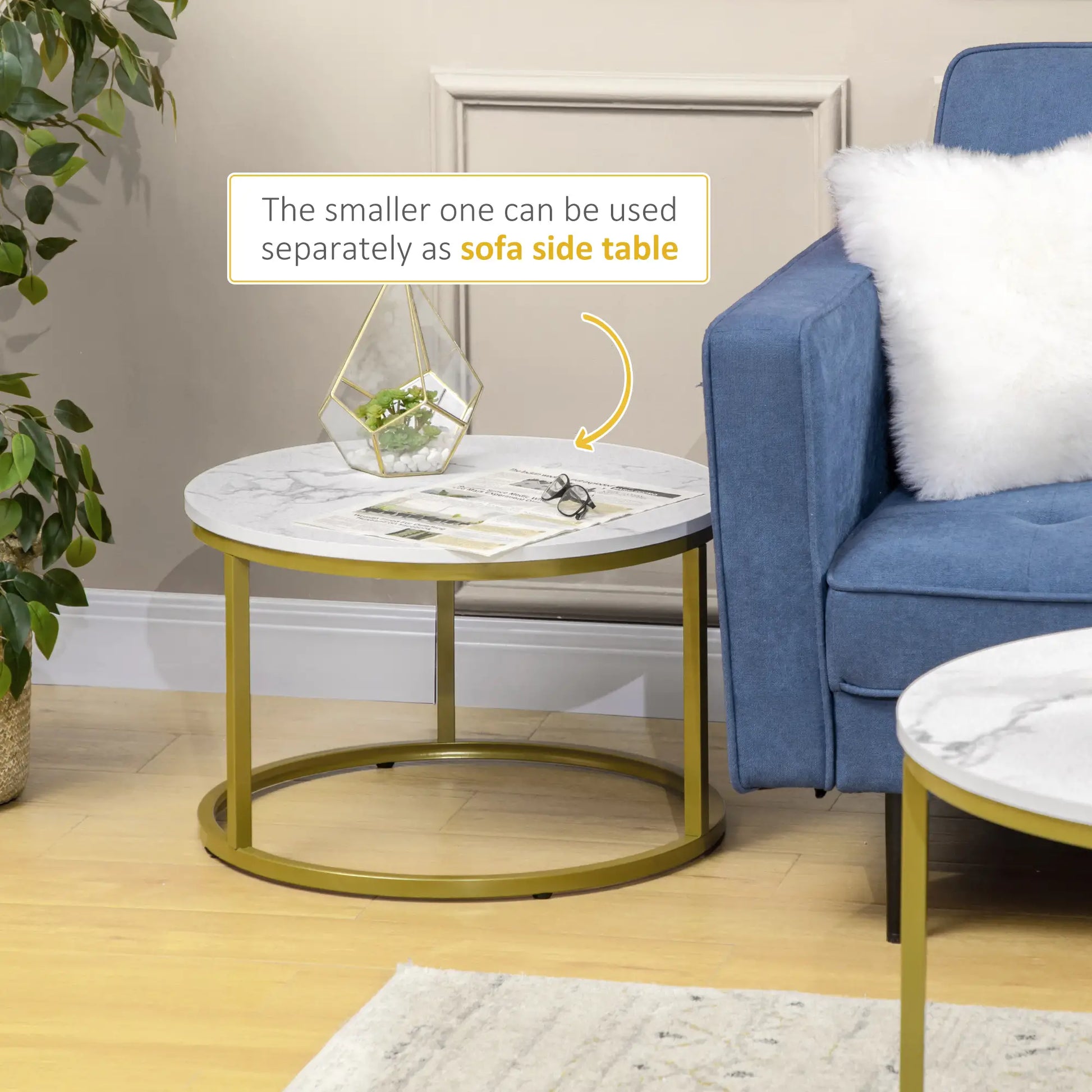 29" Round Nesting Tables, Set of 2, Modern Side Tables, White Coffee Tables at Gallery Canada