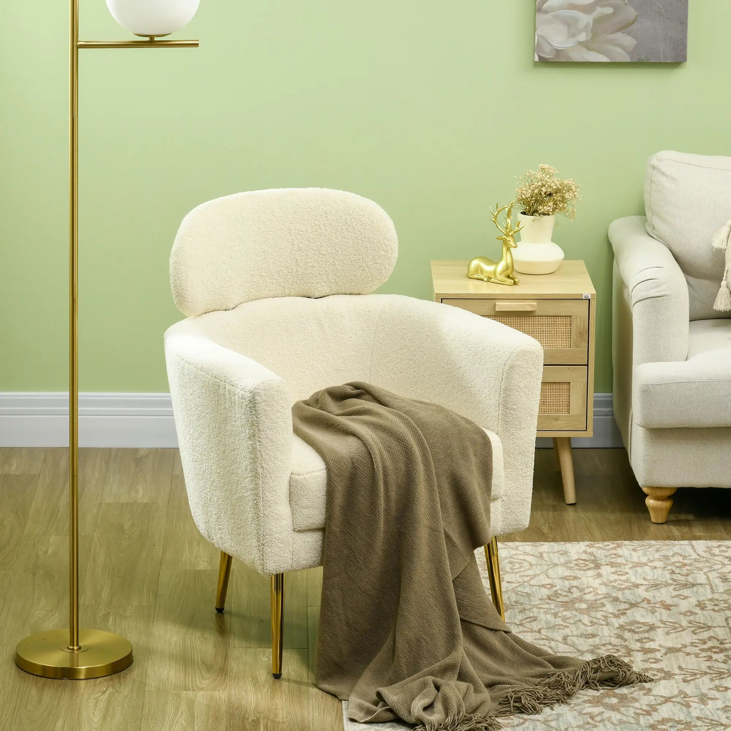 Barrel Accent Chair, Detachable Headrest, Modern Armchair, Cream White Accent Chairs at Gallery Canada