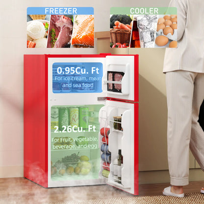3.2 Cu Ft Compact Refrigerator, Mini Fridge with Freezer, Adjustable Shelves, Red Small Kitchen Appliances at Gallery Canada