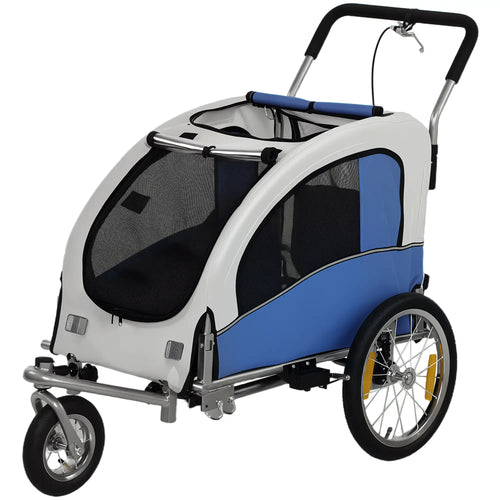 2 In 1 Dog Bike Trailer, Foldable Pet Stroller, Light Grey