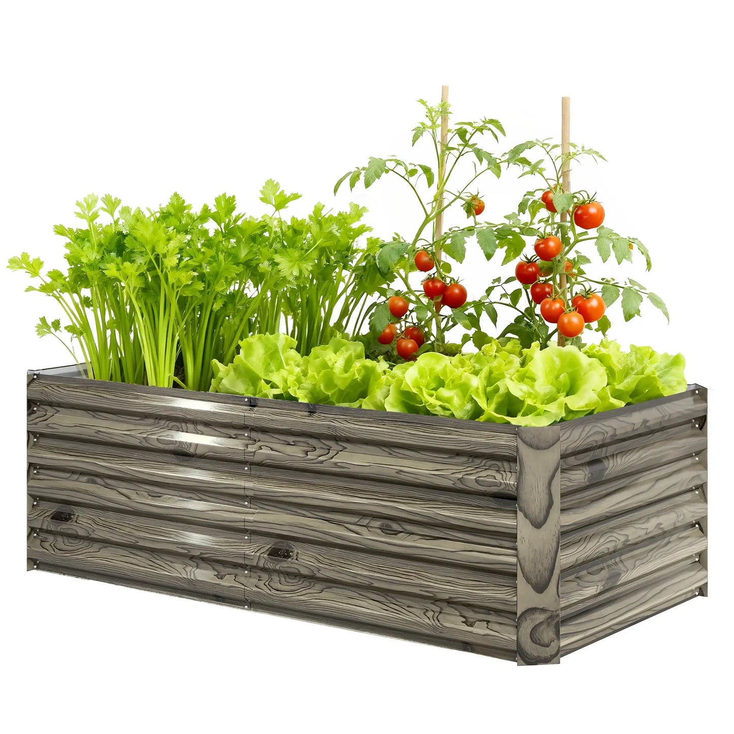 6' x 3' x 2' Raised Garden Bed, Galvanized Planter Box, Light Wood Effect Galvanized Planter Boxes Light Wood Effect at Gallery Canada