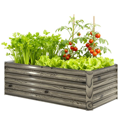 6' x 3' x 2' Raised Garden Bed, Galvanized Planter Box, Light Wood Effect Galvanized Planter Boxes Light Wood Effect at Gallery Canada