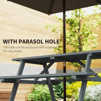 Wood Picnic Table With Umbrella Hole, Camping Table Bench Set, Grey Picnic Tables & Camping Chairs at Gallery Canada