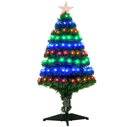 3FT Pre-Lit LED Fiber Optic Christmas Tree, With Stand