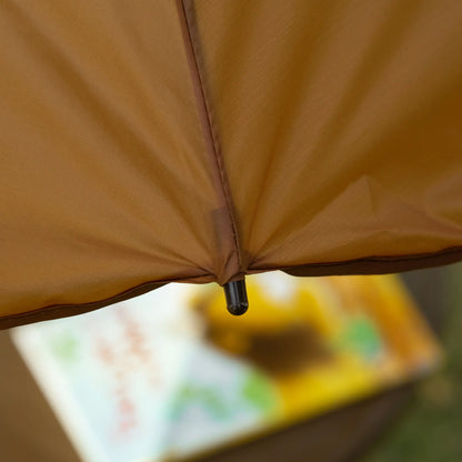 Kids Folding Picnic Table Chair Set with Adjustable Umbrella, Brown Kids Outdoor Furniture at Gallery Canada