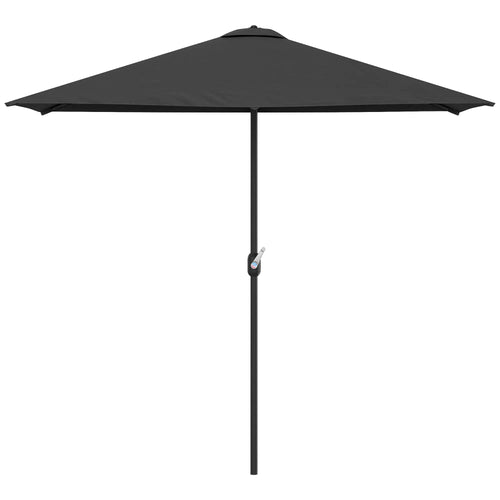 8ft Half Round Umbrella, Outdoor Balcony Parasol, Patio Garden Sun Shade, 5 Ribs