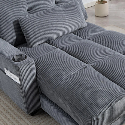 58 Inch Chaise Lounge, Oversized Corduroy Sofa Bed, Dark Grey Sofas & Reclining Chairs at Gallery Canada