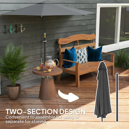 9.8ft Semi Round Patio Umbrella, Crank Handle, Top Vent, Dark Grey Half Round Umbrellas at Gallery Canada