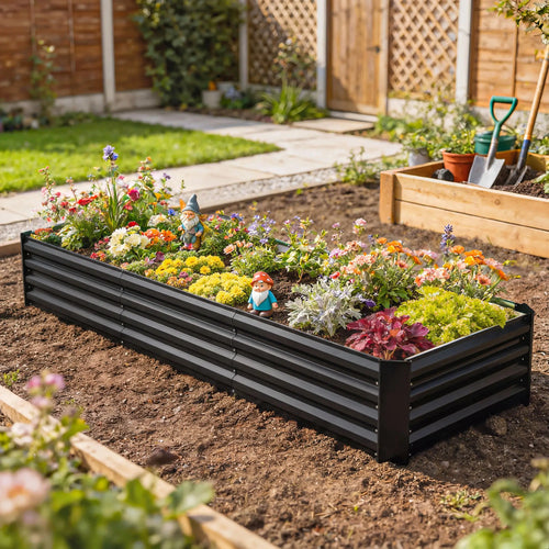 8 x 2.6 x 1.5ft Galvanized Raised Garden Bed, Black Outdoor Planter Box, Black