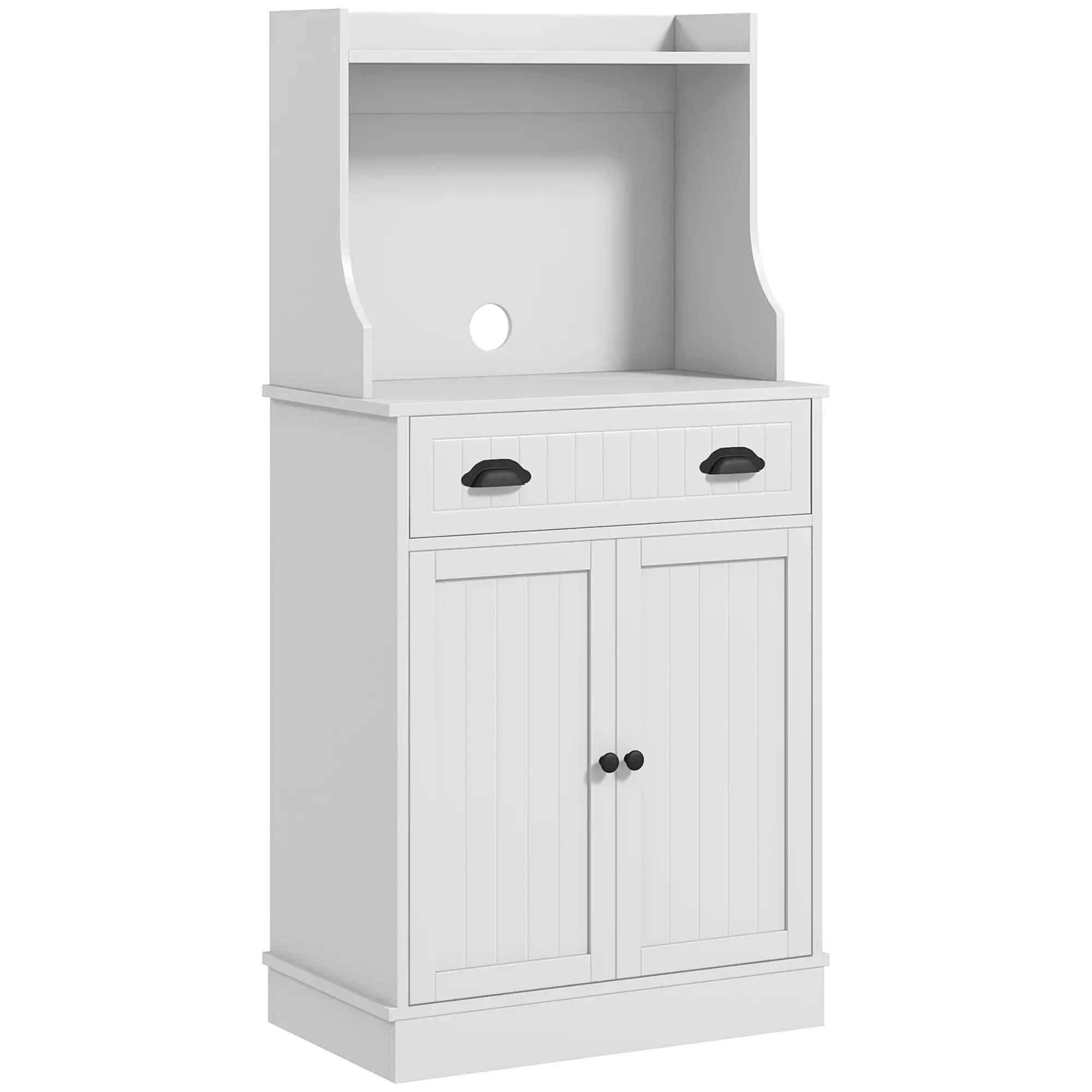Microwave Cabinet, Kitchen Storage With Drawer, Adjustable Shelf, White Kitchen Pantry Cabinets White at Gallery Canada