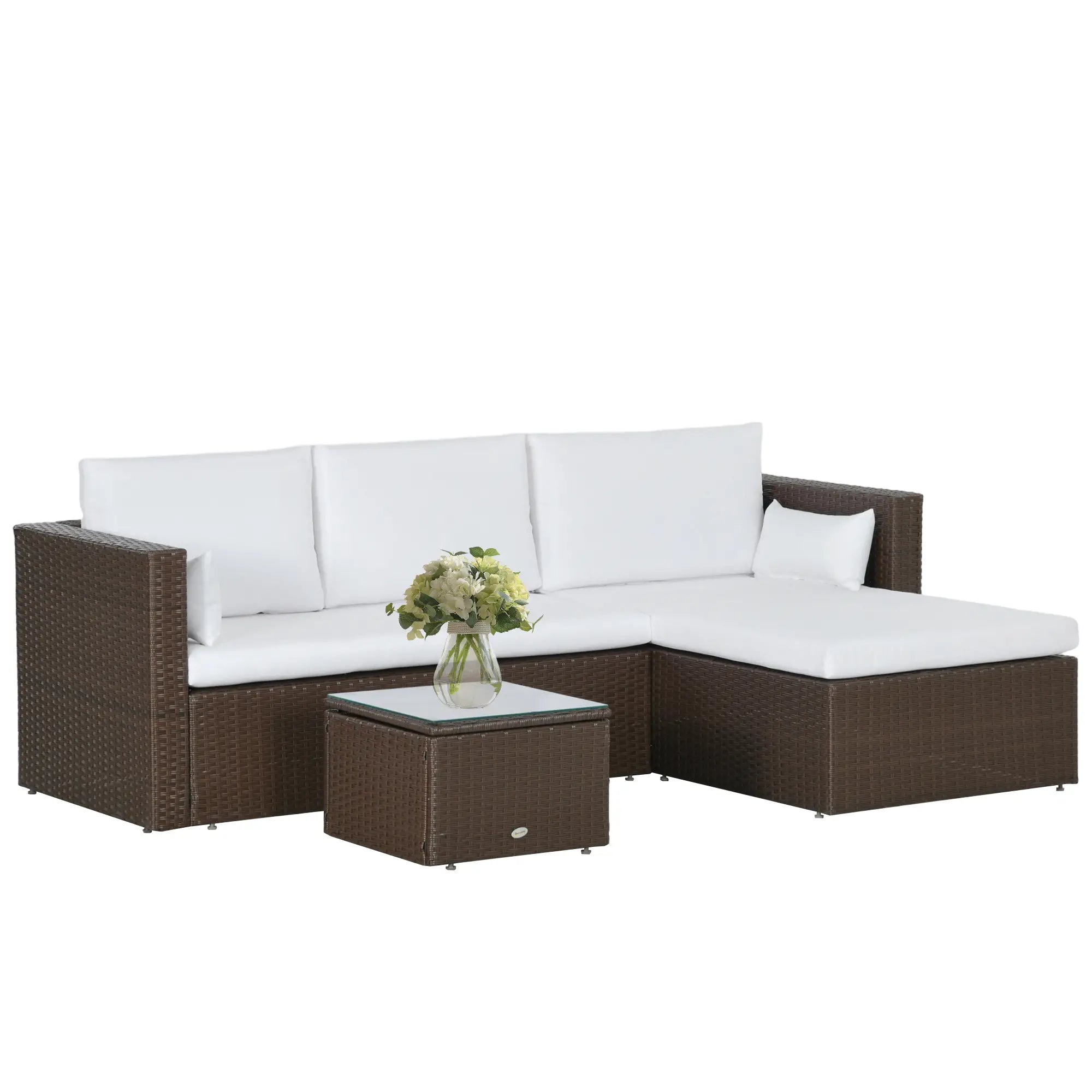 Modern Rattan Sofa Set, 3pcs, Wicker Patio Furniture with Coffee Table Patio Furniture Sets at Gallery Canada