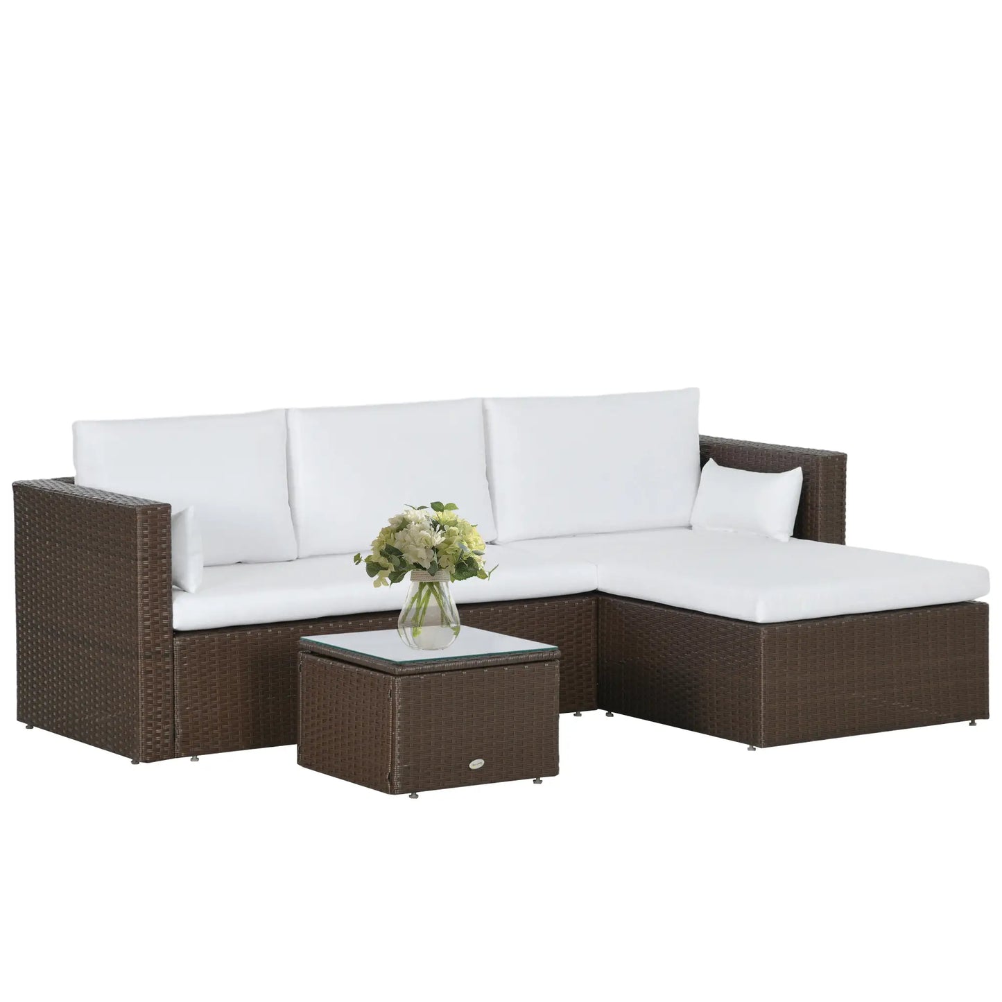 Modern Rattan Sofa Set, 3pcs, Wicker Patio Furniture with Coffee Table Patio Furniture Sets at Gallery Canada