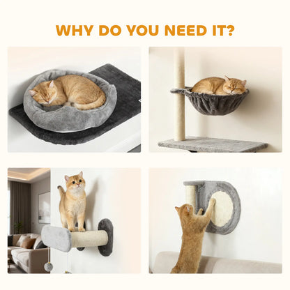 4Pcs Cat Wall Shelves with Scratching Post, Pad, Hammock, Bed Cat Climbing Wall at Gallery Canada