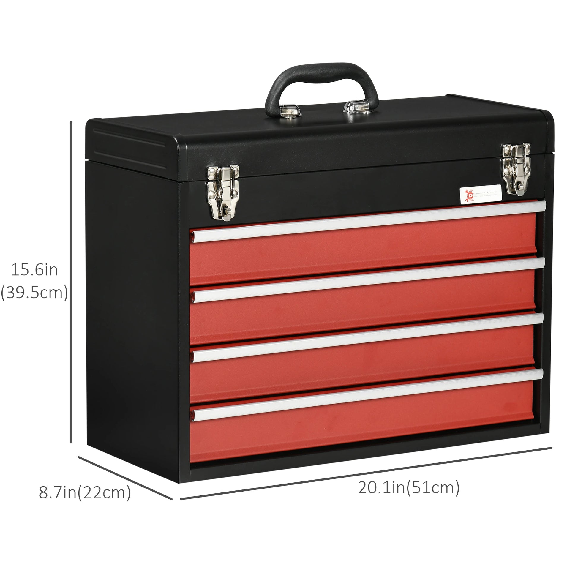 15.6" Tall Portable Metal Tool Box, 4 Drawer Lockable Chest, Red Tool Organizers at Gallery Canada
