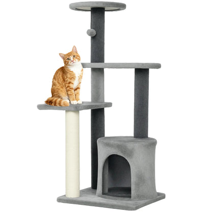 Cat Tree Tower, Multi-Level, Sisal Scratching Post, Large 41"H, Grey Compact Towers at Gallery Canada