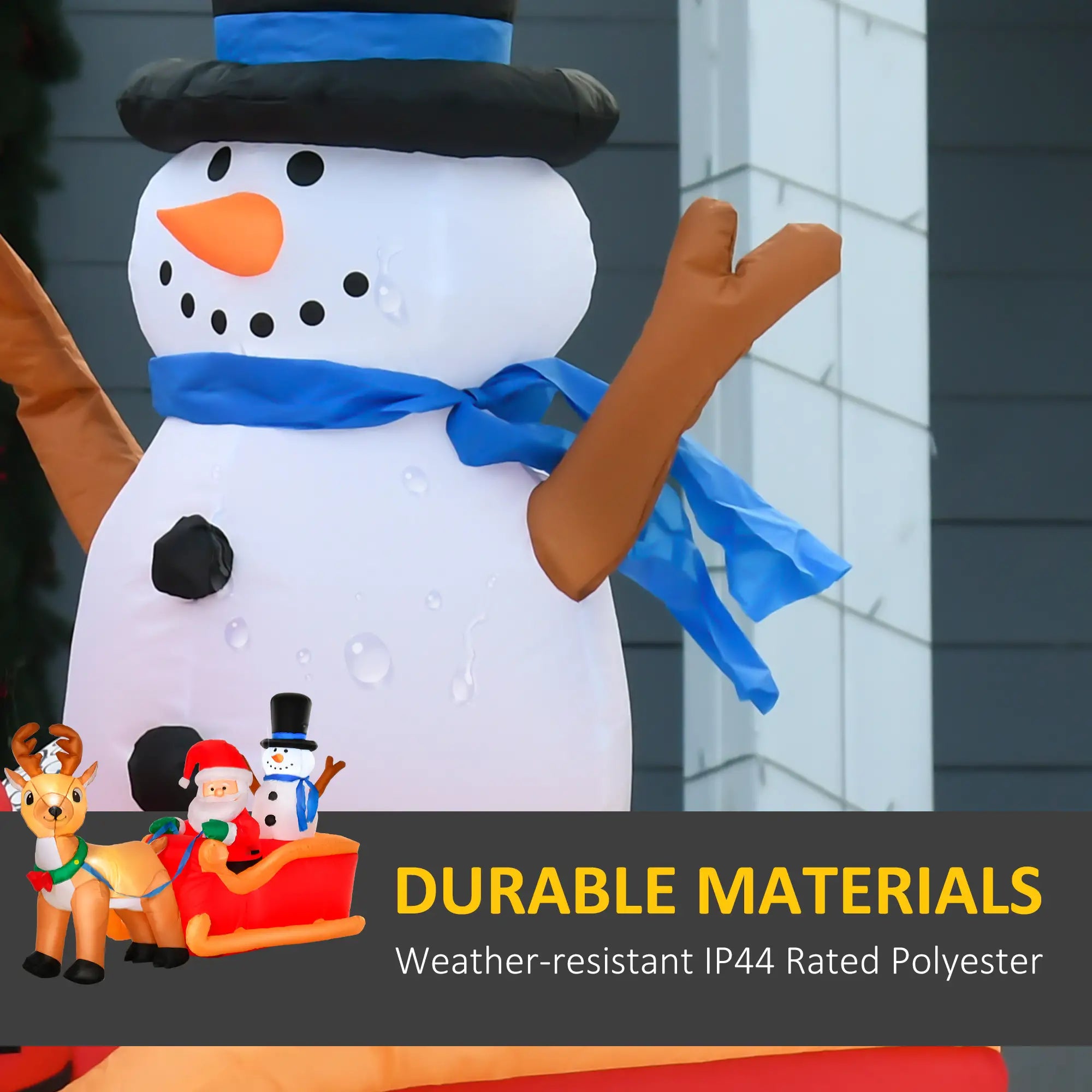6.5 ft Inflatable Santa Claus, Snowman on Sleigh with Reindeer, LED Lights Christmas Inflatables at Gallery Canada