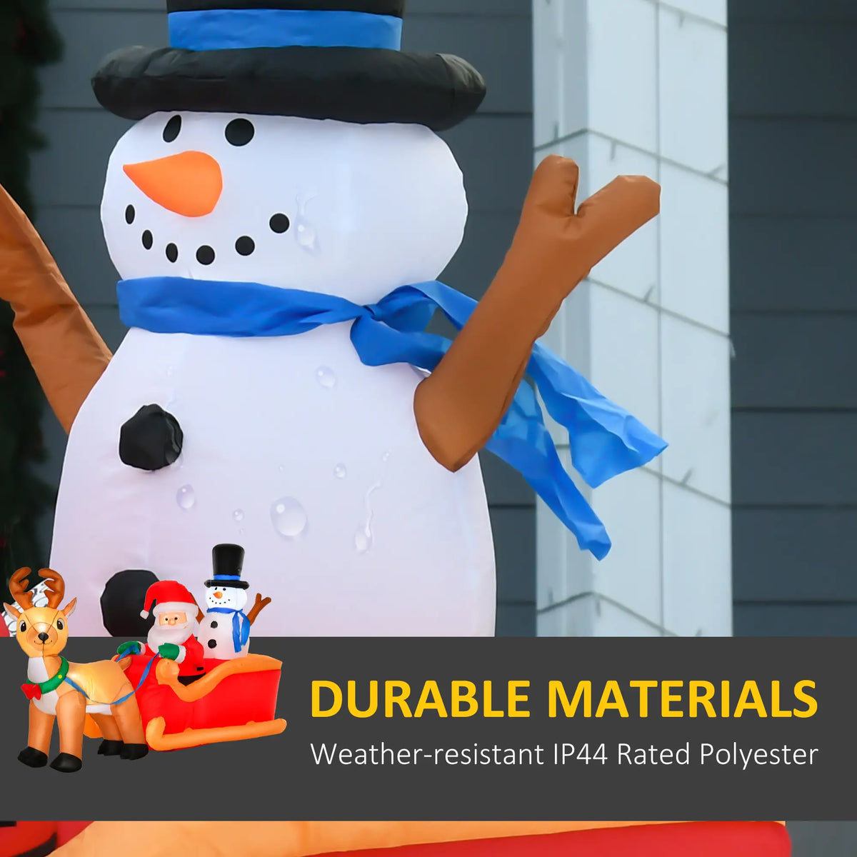 6.5 ft Inflatable Santa Claus, Snowman on Sleigh with Reindeer, LED Lights Christmas Inflatables at Gallery Canada