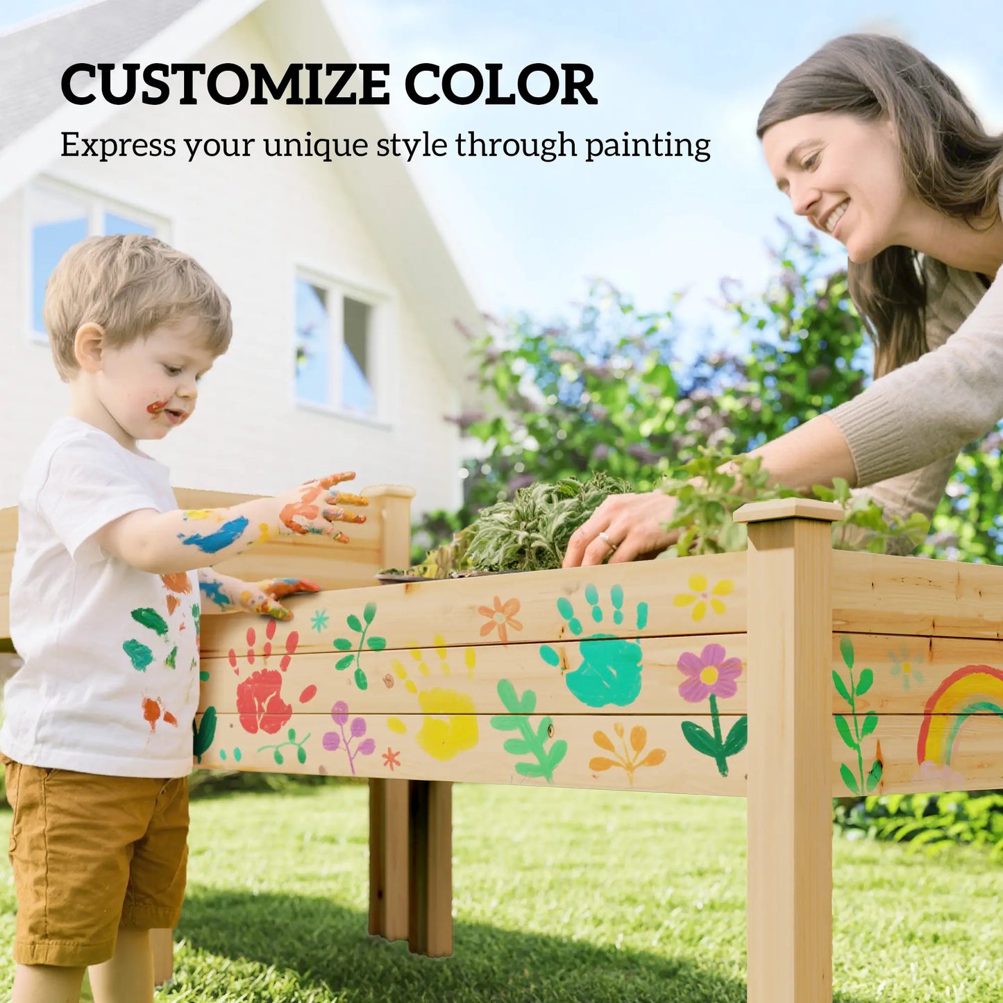 2 Tier Wood Plant Raised Bed, Grow Box Stand, Garden Step Planter Elevated Garden Beds at Gallery Canada