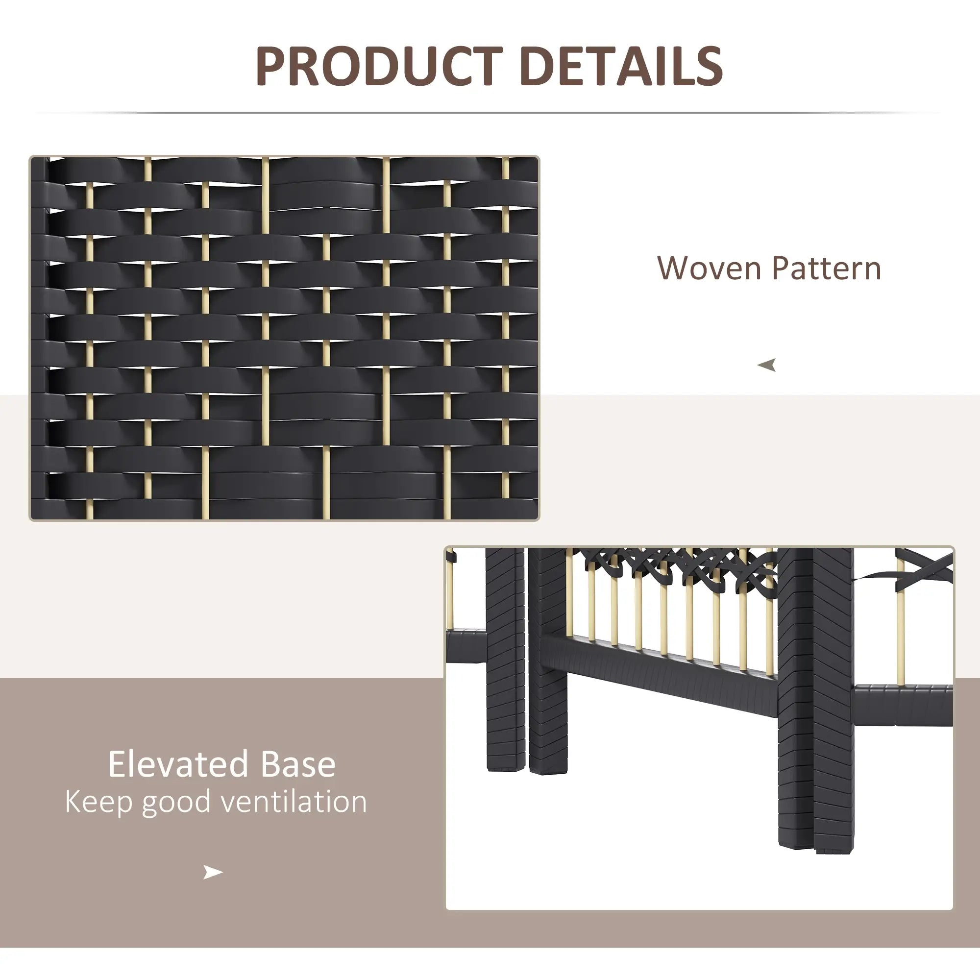 6 Panel Folding Room Divider, Portable Privacy Screen, Black Room Dividers at Gallery Canada