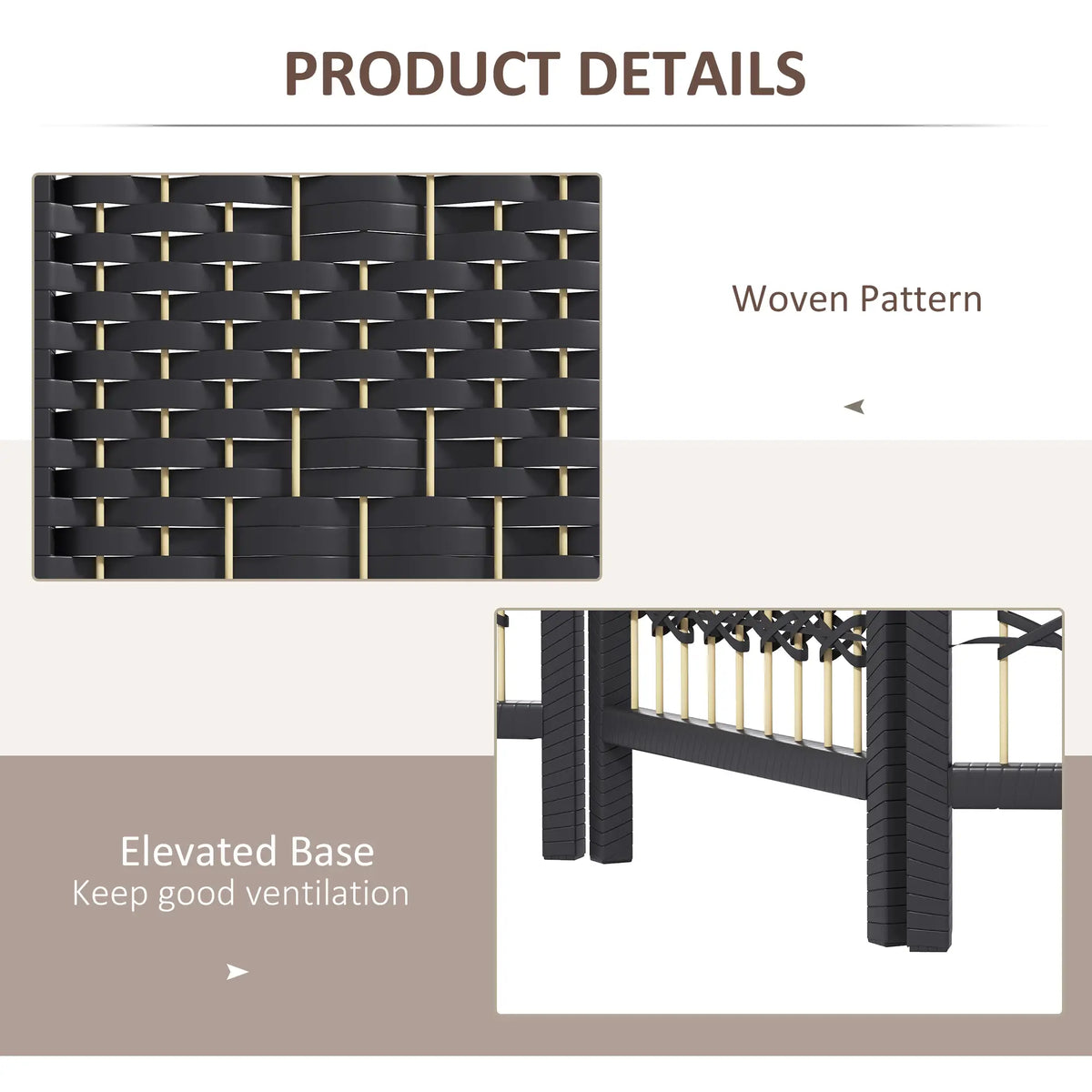 6 Panel Folding Room Divider, Portable Privacy Screen, Black Room Dividers at Gallery Canada