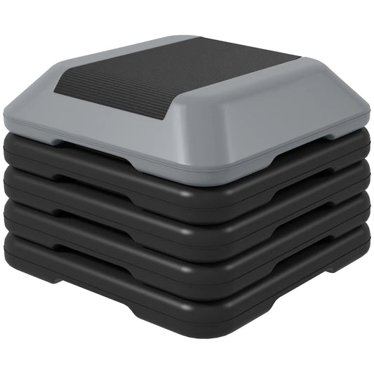 5-Level Adjustable Stepper, Aerobic Step Platform, 4" 6" 8" 10" 12", Grey Aerobic Equipment Grey at Gallery Canada