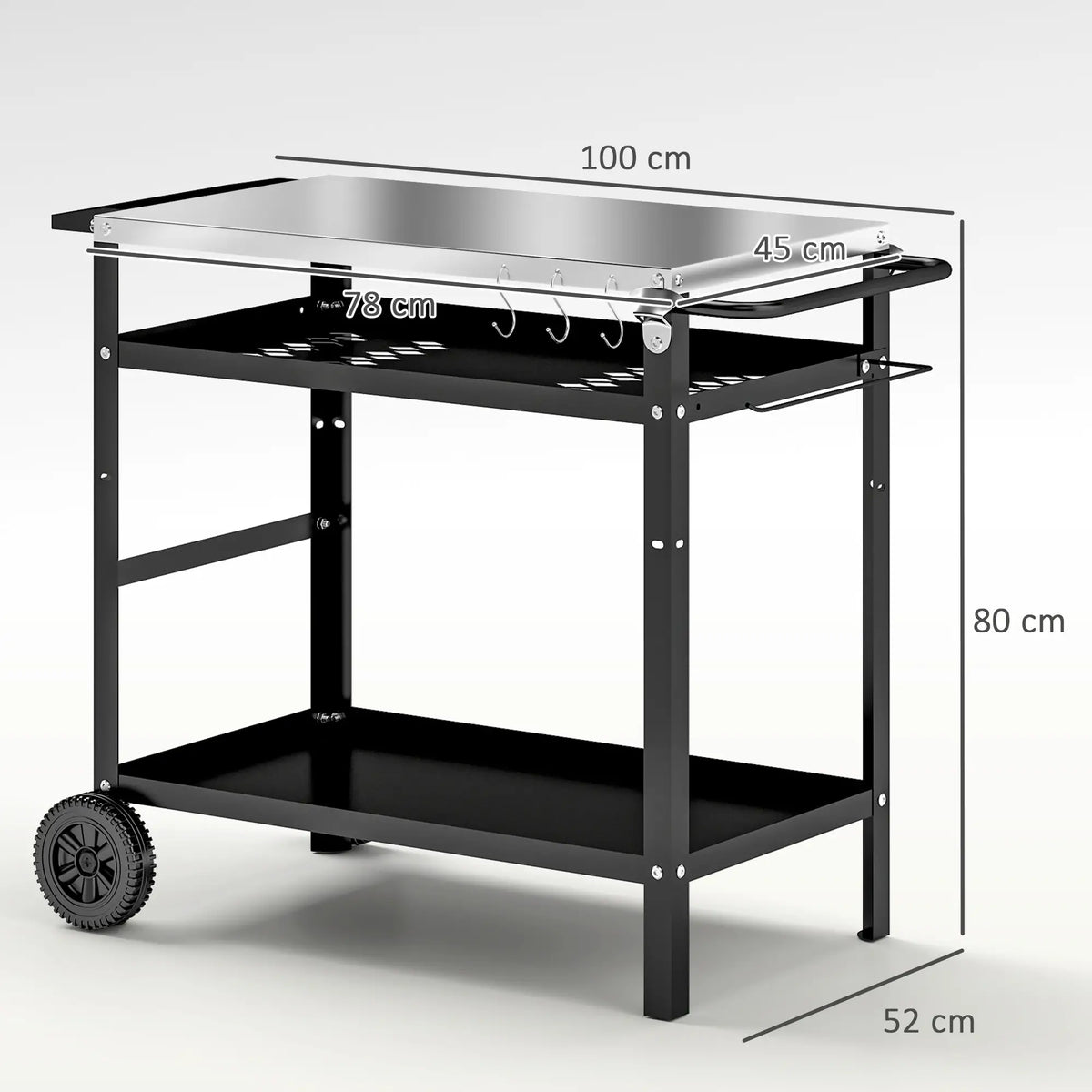 BBQ Stand With Stainless Steel Top, Adjustable Shelf, Hooks, Seasoning Tray Outdoor Grill Carts at Gallery Canada