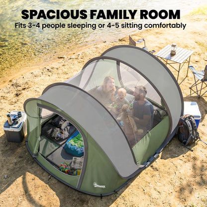 4-5 Person Pop-Up Camping Tent, Waterproof, 2 Doors 2 Windows, Green Camping Tents at Gallery Canada