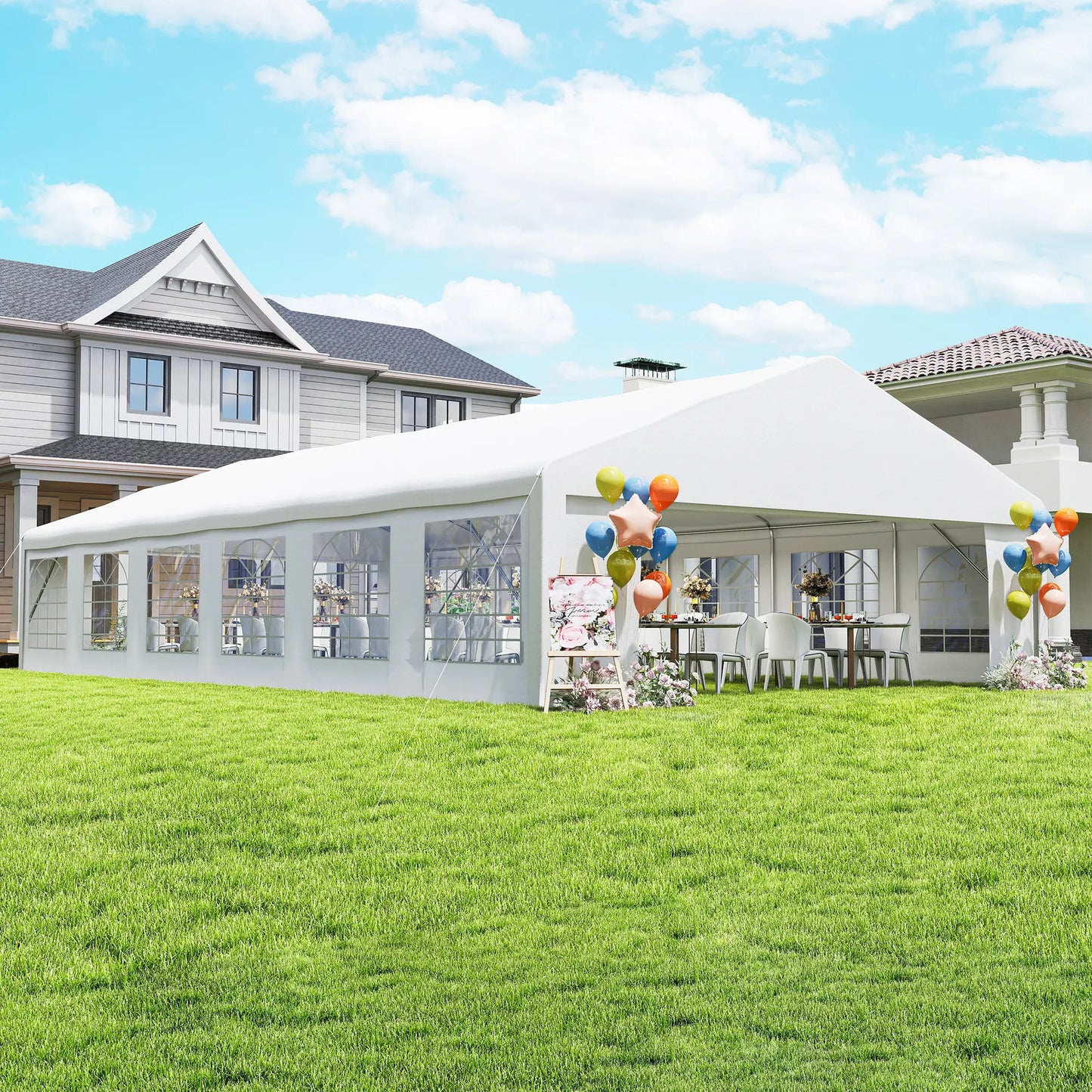 23' x 39' Party Tent, Heavy Duty Outdoor Canopy Shelter, White Canopy Tents at Gallery Canada
