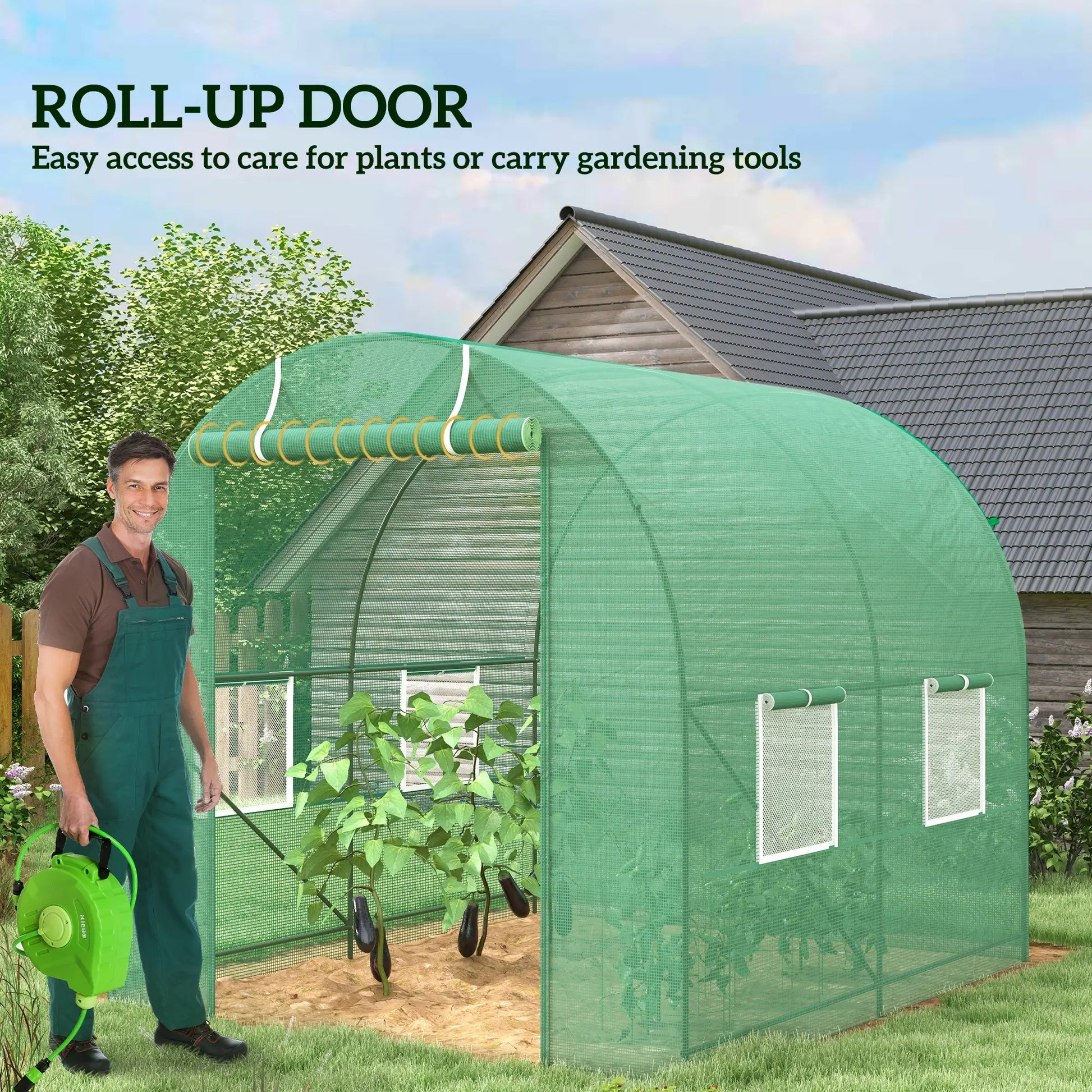 8'x6.6'x6.6' Walk-In Greenhouse, Garden Tunnel, Steel Frame, Roll-Up Door Walk In Greenhouses at Gallery Canada