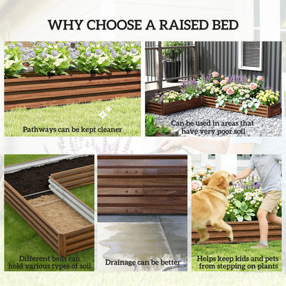 L-Shaped Raised Garden Bed, 82" x 109" x 12", Galvanized Steel Planter Box, Dark Brown Galvanized Planter Boxes at Gallery Canada