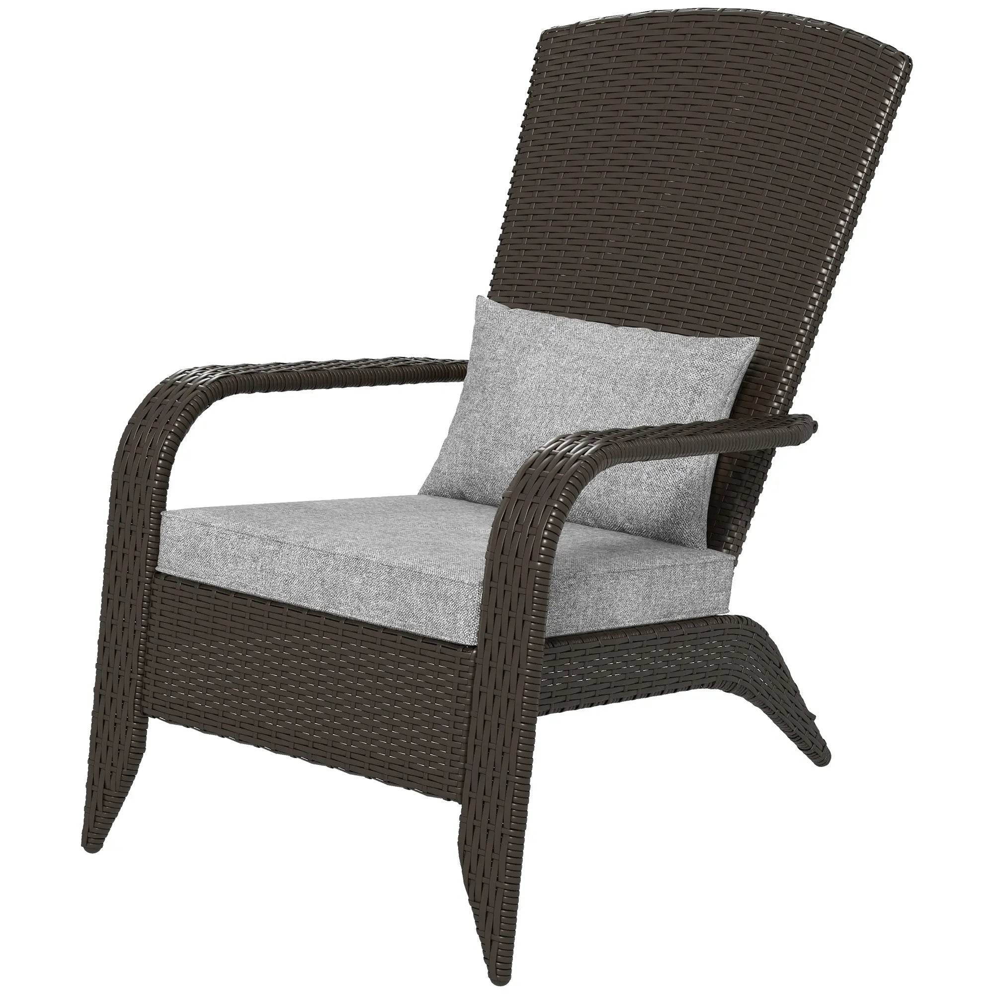Outdoor Wicker Adirondack Chair, Rattan Muskoka Chair with Cushions, Grey Patio Chairs at Gallery Canada