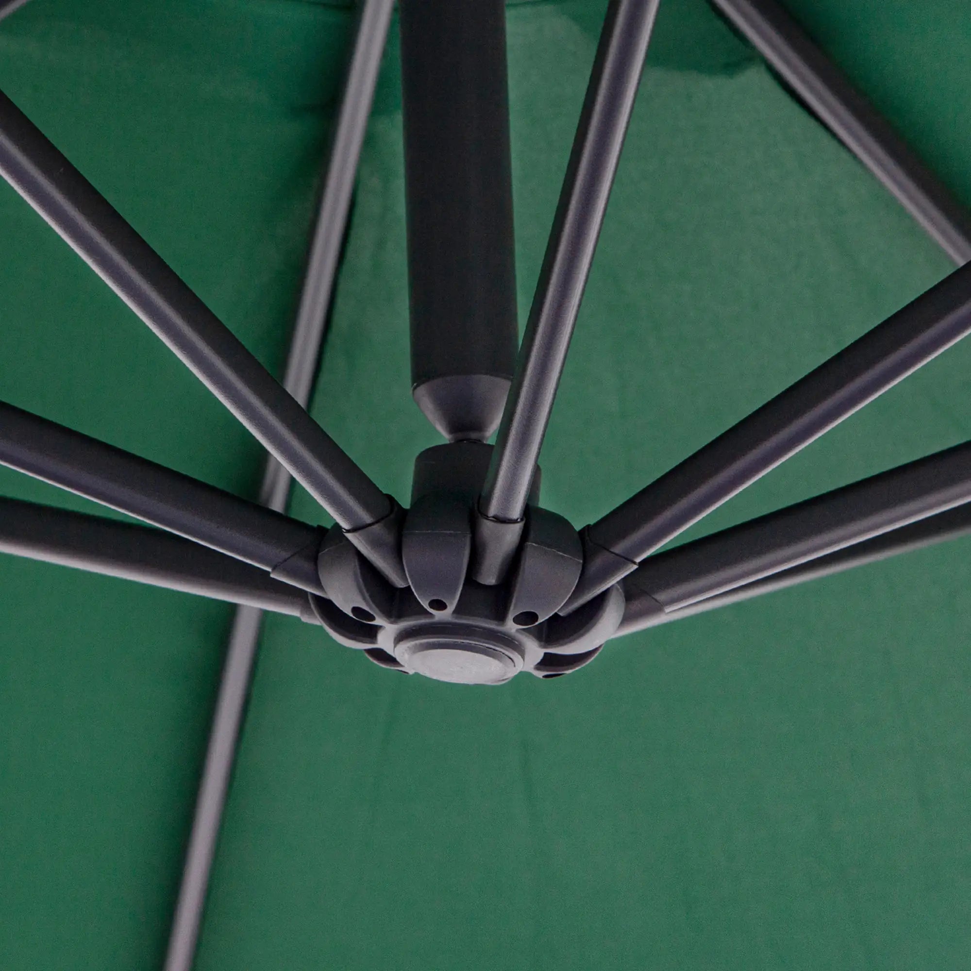 10' Deluxe Patio Umbrella, Offset Sunshade with Crank, Dark Green Cantilever Umbrellas at Gallery Canada