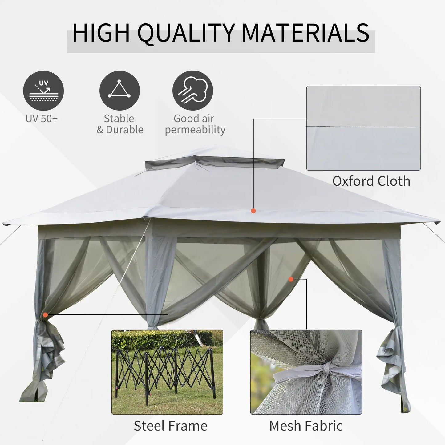 12' x 12' Foldable Pop-Up Party Tent, Canopy Sun Shade, Light Grey Pop Up Canopies at Gallery Canada
