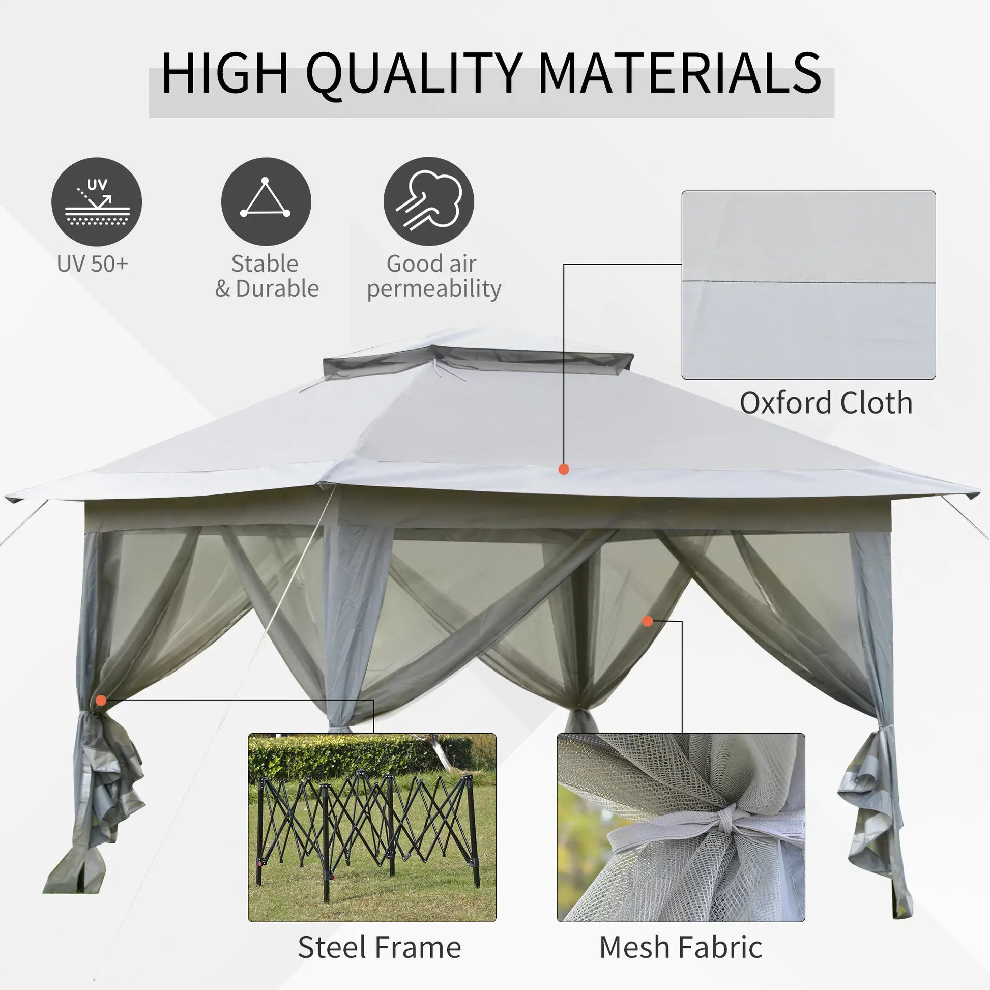 12' x 12' Foldable Pop-Up Party Tent, Canopy Sun Shade, Light Grey Pop Up Canopies at Gallery Canada