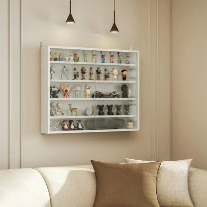 5-storey Display Cabinet, Shot Glass Display Case, Glass Curio Cabinet with 2 Glass Doors and 4 Adjustable Shelves, White Display Bookshelves at Gallery Canada