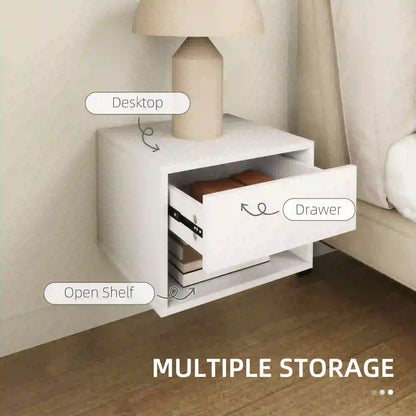 Floating Nightstand Set of 2, Wall Mounted Bedside Table, White Bedside Tables at Gallery Canada