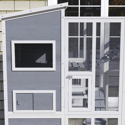 76" Catio Outdoor Cat Enclosure with Condo, Platforms, Grey Outdoor Cat Enclosures at Gallery Canada