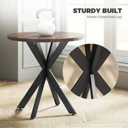 29" Round Dining Table, Walnut Finish, Steel Legs Dining Tables at Gallery Canada