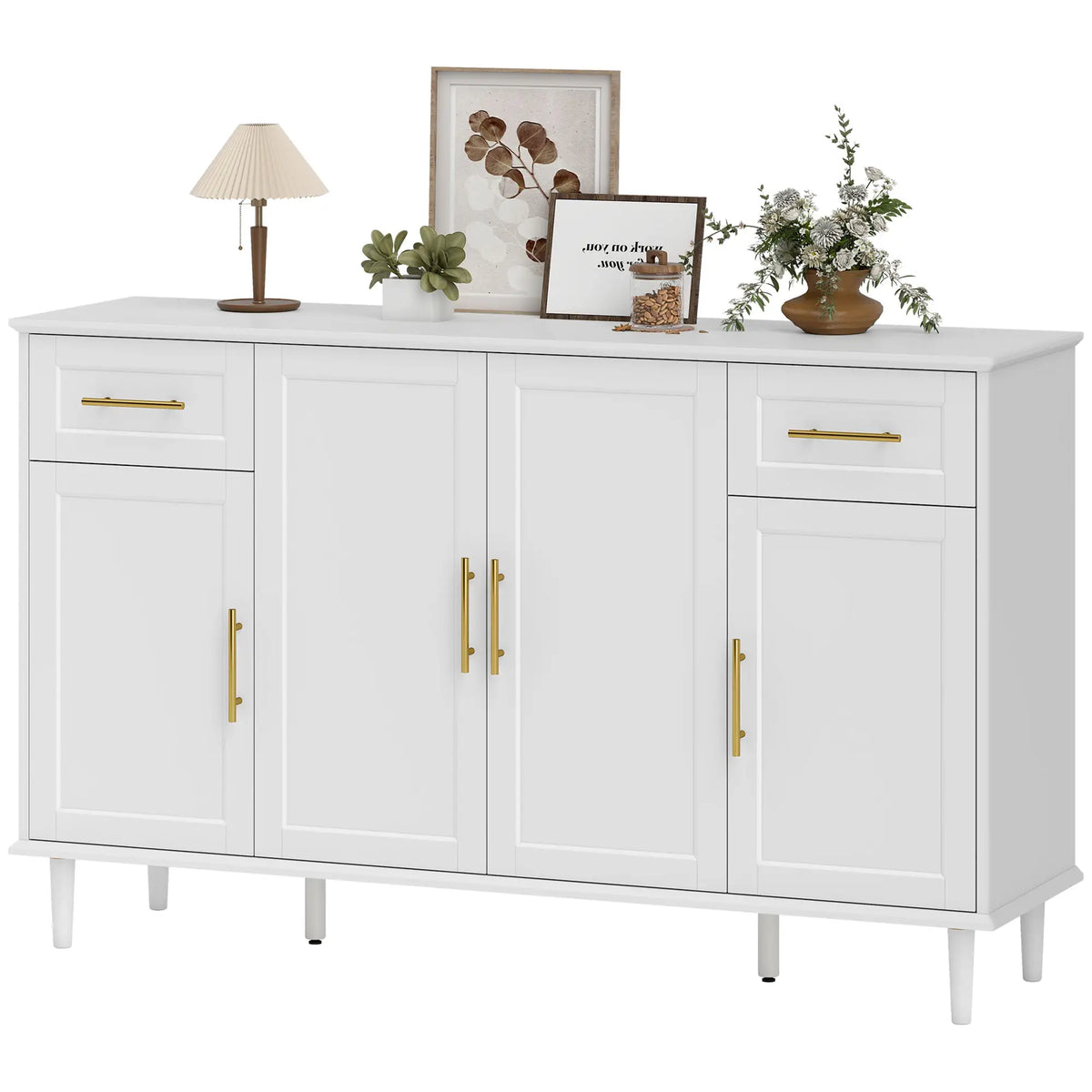 55" Buffet Cabinet, Soft-Close Doors, 2 Drawers, 3 Shelves, White Bar Cabinets White at Gallery Canada