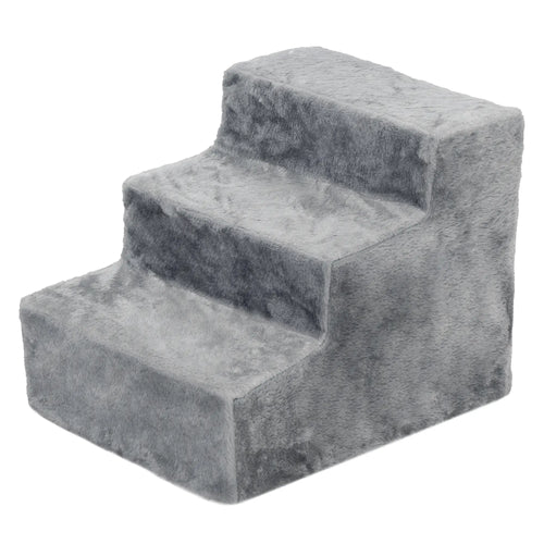 3-Step Dog Ramp for Sofa, Bed, Couch, Removable Cover, Light Grey