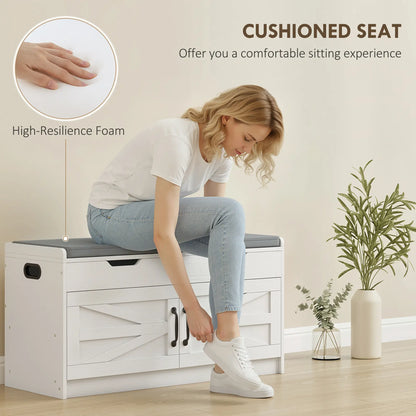 Shoe Storage Bench, 2-Tier Cabinet, Flip-Top, Padded Cushion, White Shoe Storage Cabinets & Racks at Gallery Canada