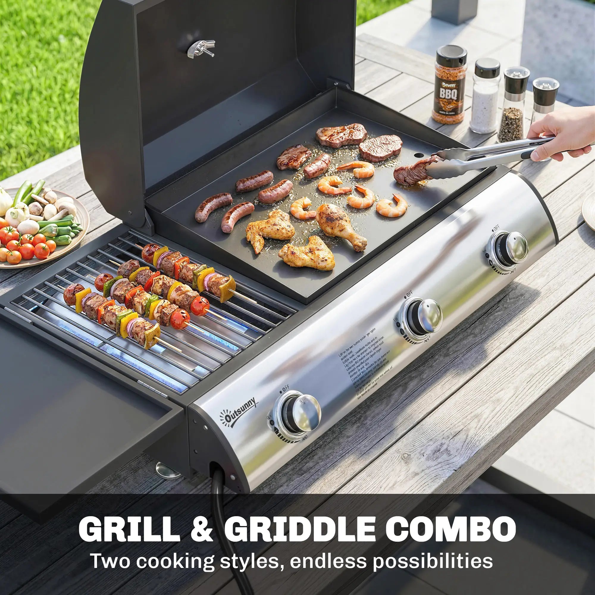 3 Burner Portable Propane Gas Grill Griddle, 28,500 BTU, Black Propane Gas Grills at Gallery Canada