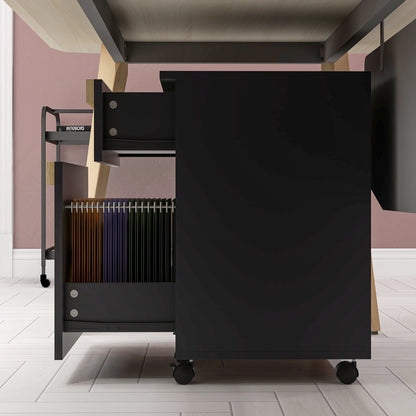 Mobile Filing Cabinet, 2 Drawers, 5 Wheels, Wood Grain, Black Office Cabinets & Cupboards at Gallery Canada