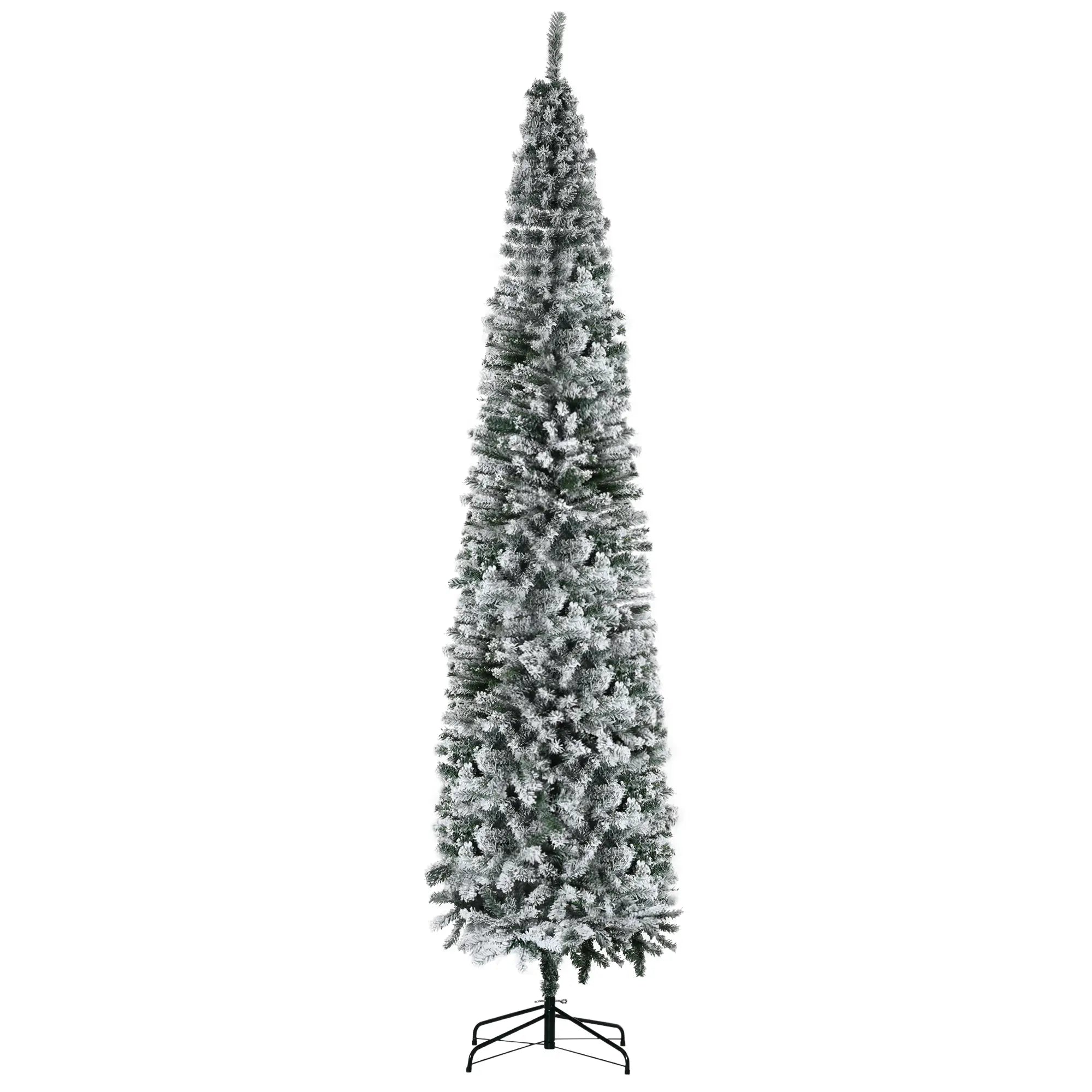 9ft Flocked Pencil Christmas Tree, Realistic Branch Tips, Green Pencil Christmas Trees at Gallery Canada