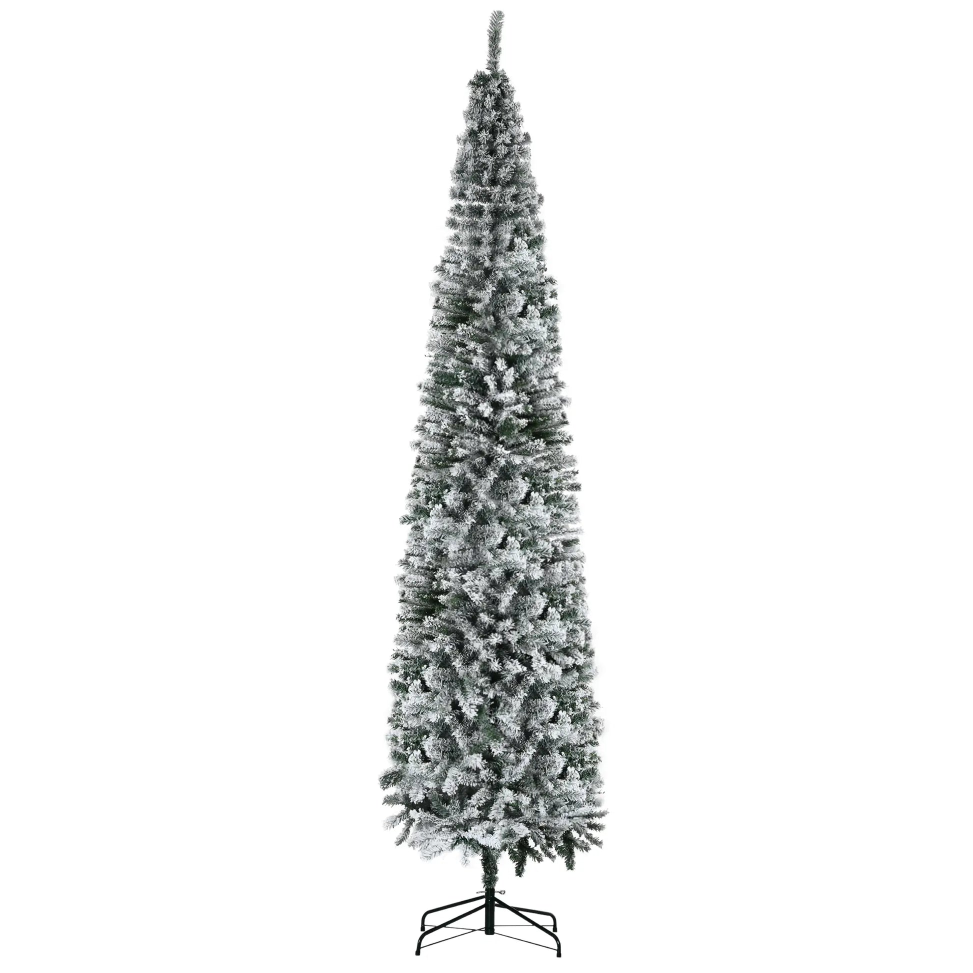9ft Flocked Pencil Christmas Tree, Realistic Branch Tips, Green Pencil Christmas Trees at Gallery Canada