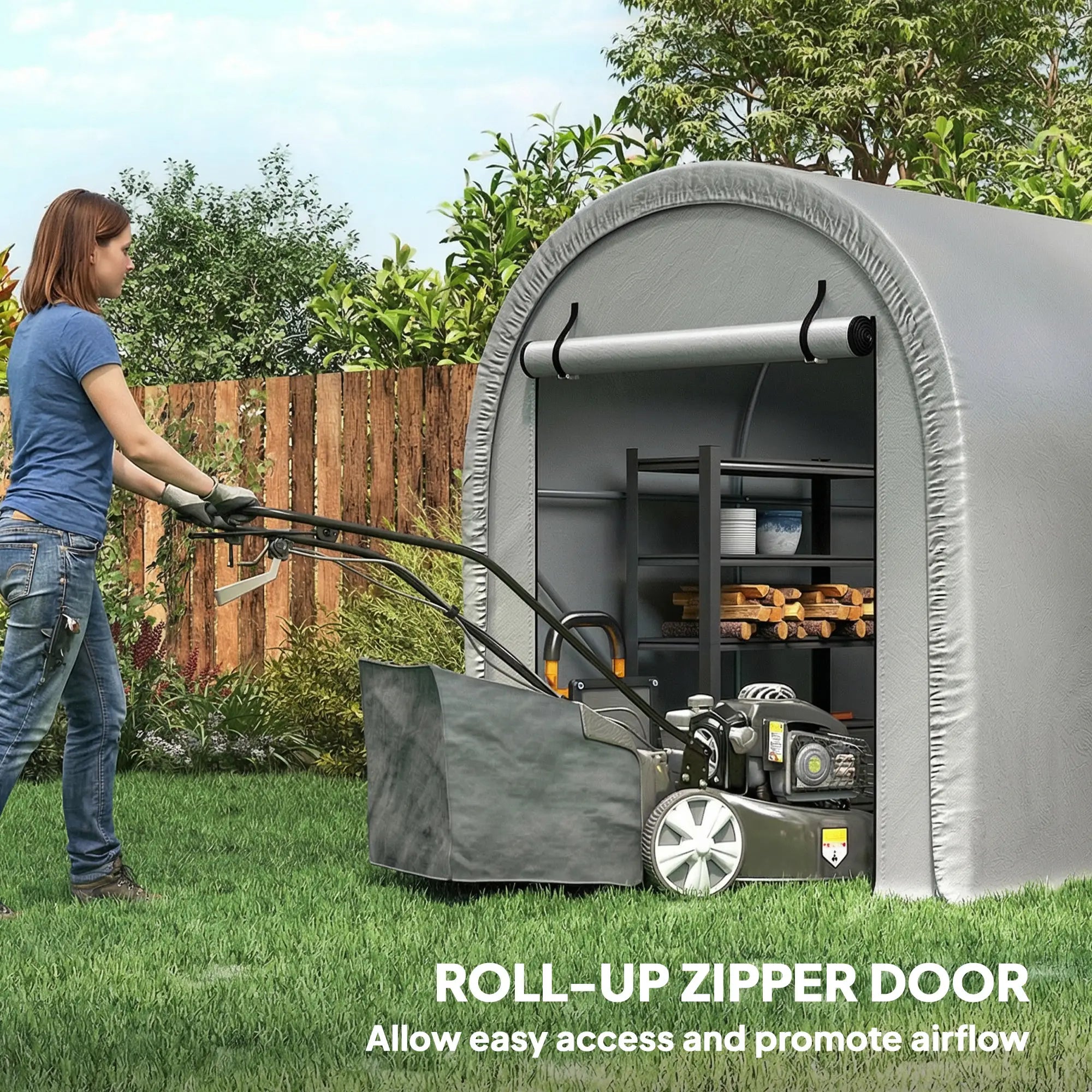 8' x 5' Portable Shed, Water-Resistant Bike Tent with Roll-up Zipper Door Portable Shed at Gallery Canada