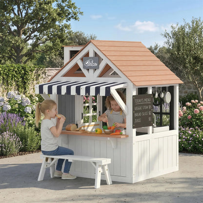 Wooden Kids Playhouse With Dog Door, Cookware, Blackboard, Bench, Doorbell Play Houses at Gallery Canada
