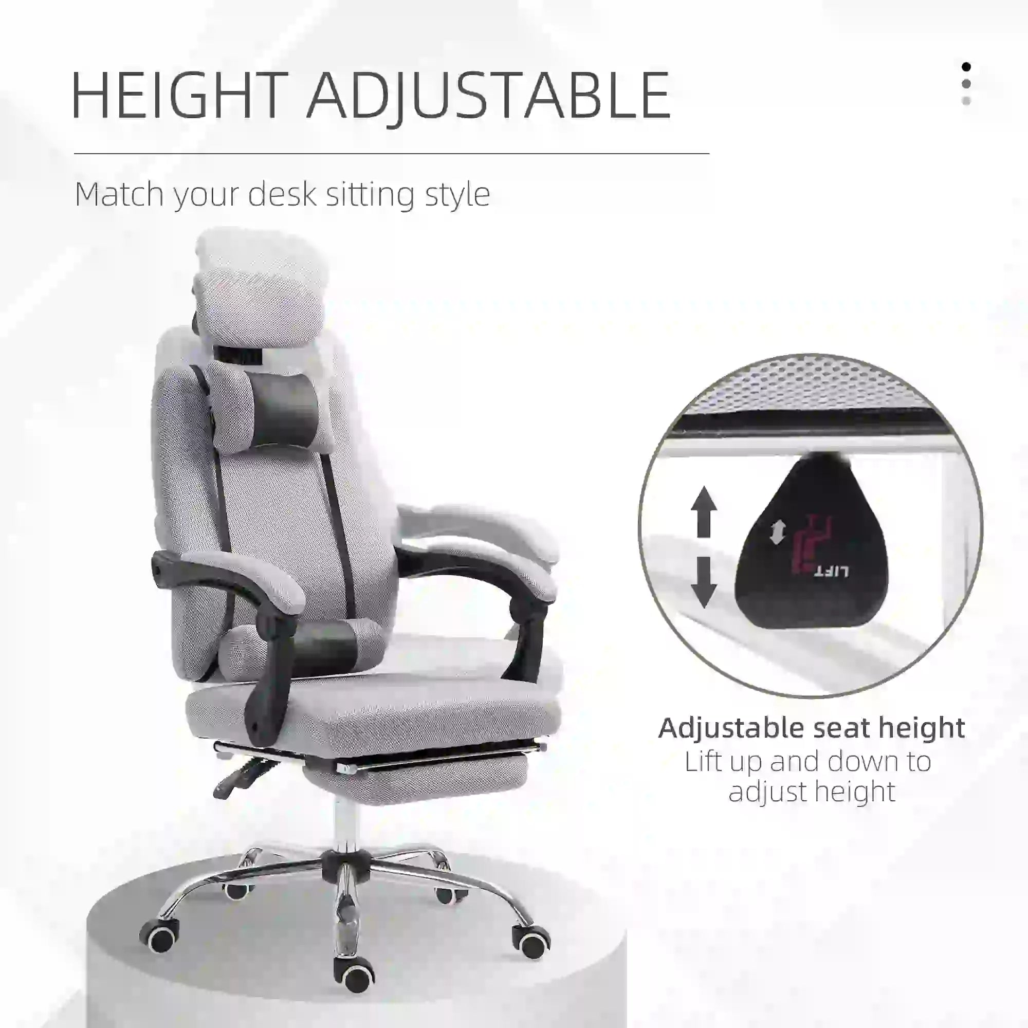 Ergonomic High Back Office Chair, Footrest, Lumbar Support, Grey Executive & Manager Chairs at Gallery Canada