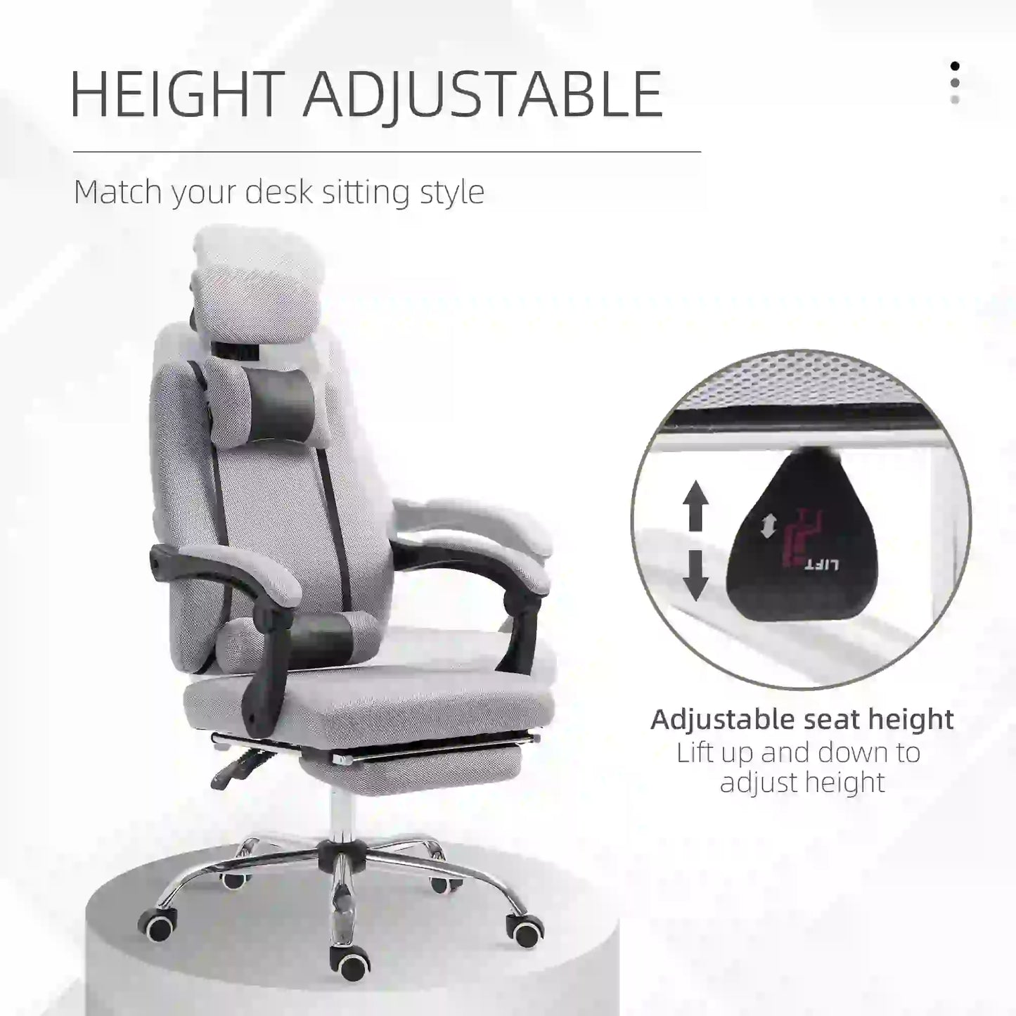 Ergonomic High Back Office Chair, Footrest, Lumbar Support, Grey Executive & Manager Chairs at Gallery Canada